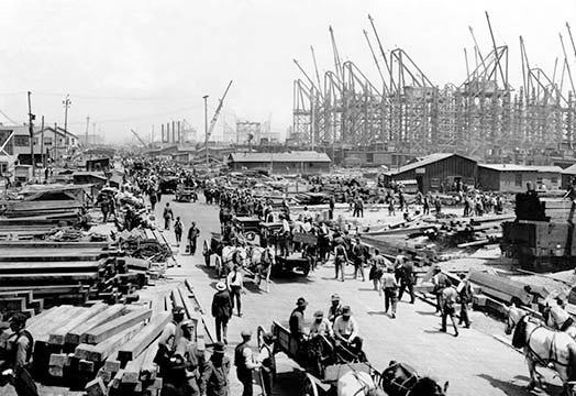 Hog Island- Shipbuilding Yards, Philadelphia, PA- Framed Paper Poster 20" x 30"