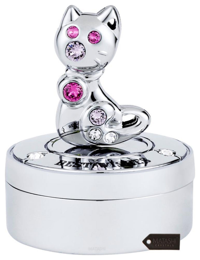 Chrome Plated Mini Silver Kitty Cat Keepsake Box
