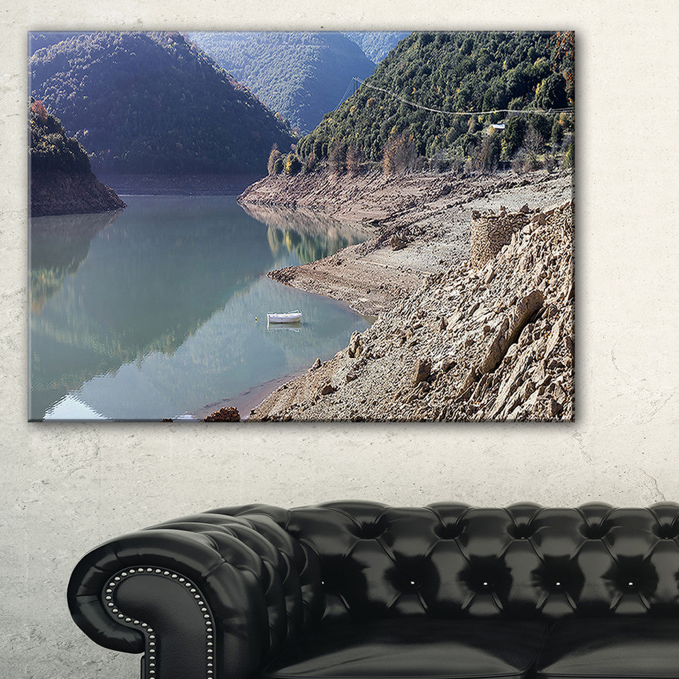"Majestic Mountain Lake Panorama" Landscape Wall Art, 32"x16"