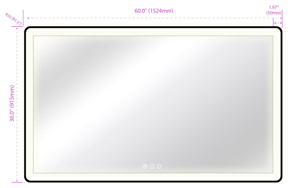 Dyconn Faucet M22 Black Frame Wall Mounted LED Bathroom Vanity Mirror, 6036