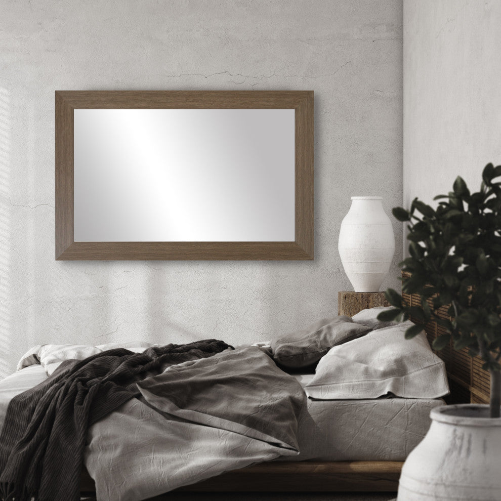 Pendleton Framed Wall Mirror, Grey Oak, 28" X 54"