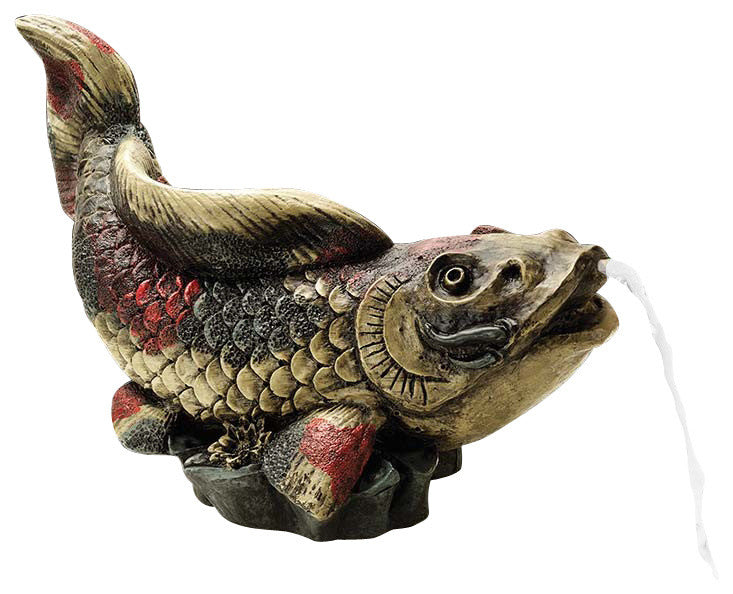 Showa Asian Koi Spitter Piped Statue