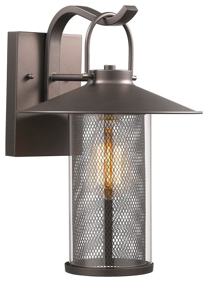 Elijah 1-Light Rubbed Bronze Outdoor Wall Sconce 14"