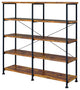 63" Industrial 4 Tier Bookshelf Particleboard Metal Frame, Brown