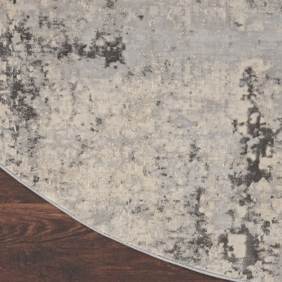 Nourison Rustic Textures 7'10" Round Grey/Beige Modern Indoor Area Rug
