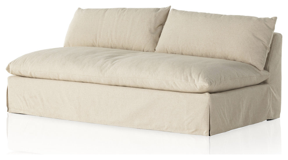 Grant Slipcover Armless Sofa-74"-Natural