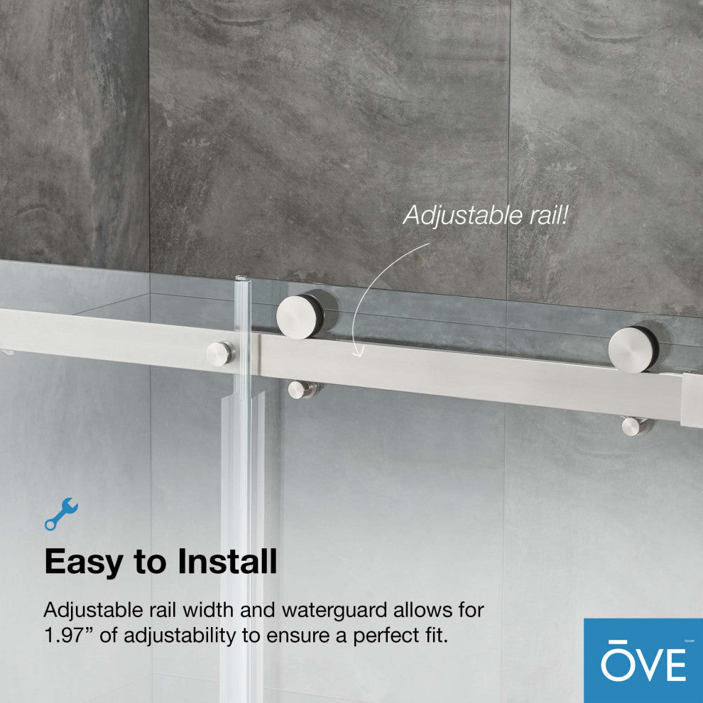 Bel Soft-Close Frameless Sliding Soft Close Shower Door, Satin Nickel, 48"