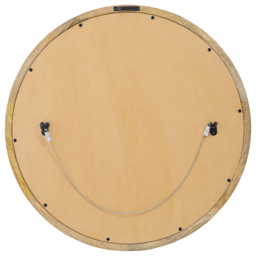 Heather Modern Round Mirror With Mango Wood Frame