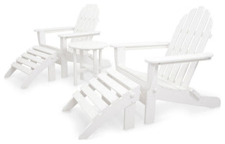 Ivy Terrace Classics 5-Piece Folding Adirondack and Ottoman Set, White