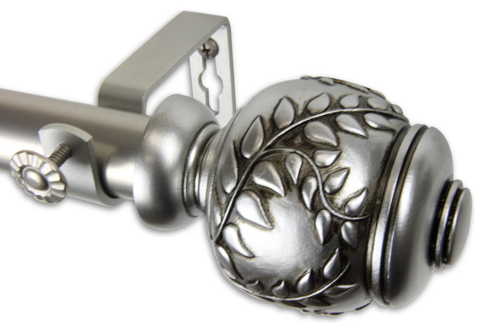 Frond 1" Curtain Rod, Satin Nickel, 120"-170"