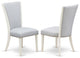 Set Of 2, Upholstered Chair- Parson Chairs, Linen White Wood Frame, Grey Seat