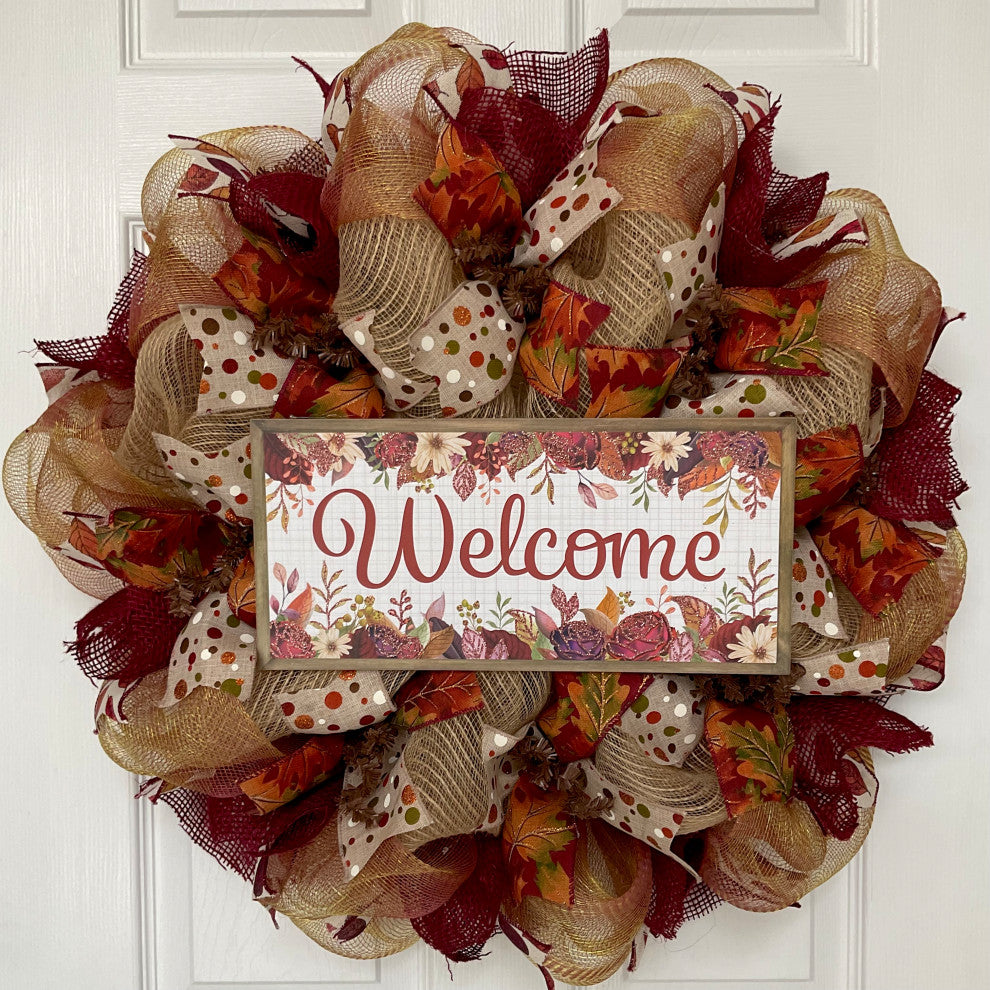 Welcome My Pretties Halloween Gnome Wreath 24 inch and 28 inch , Extra Large