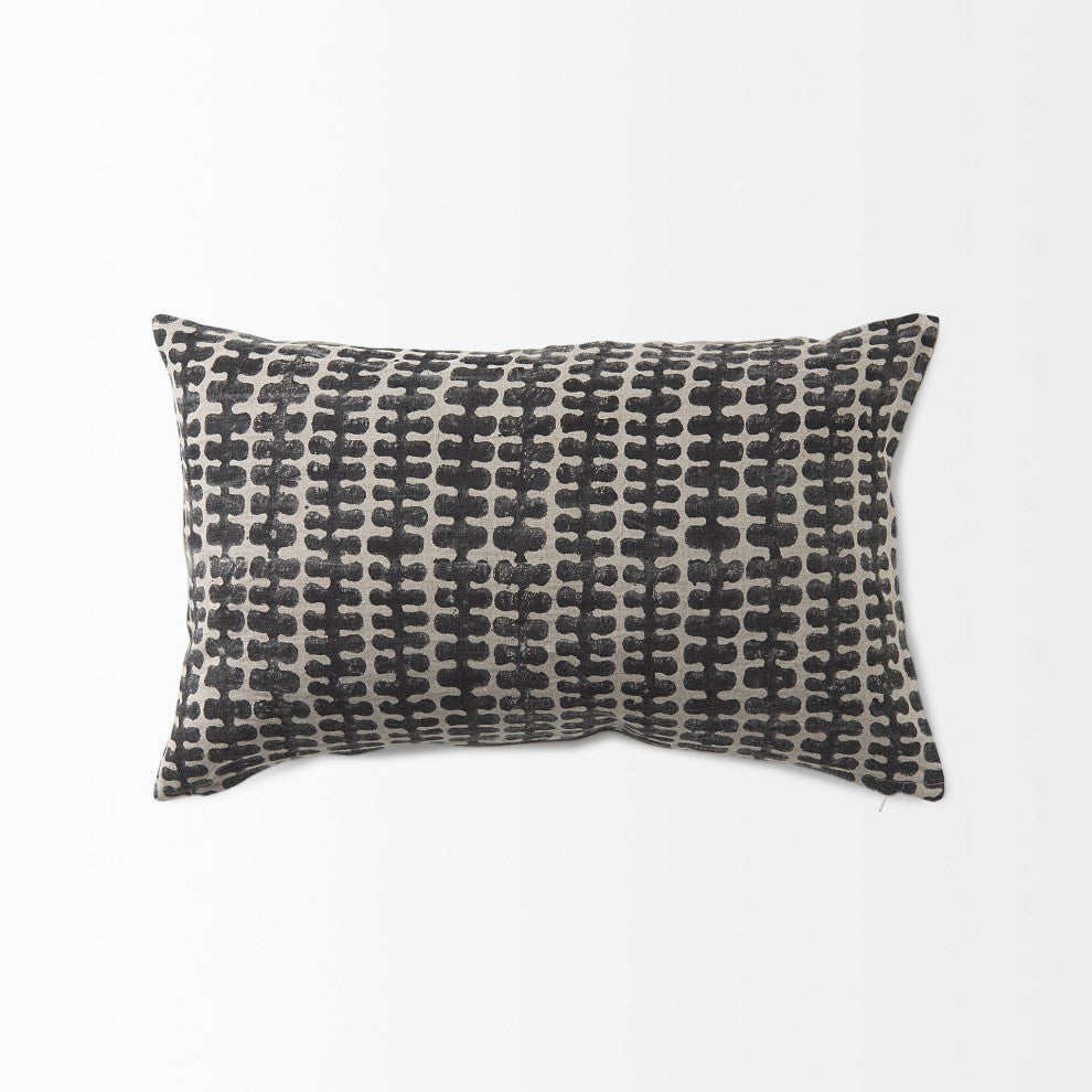 Light Gray and Black Lumbar Throw Pillow Cover