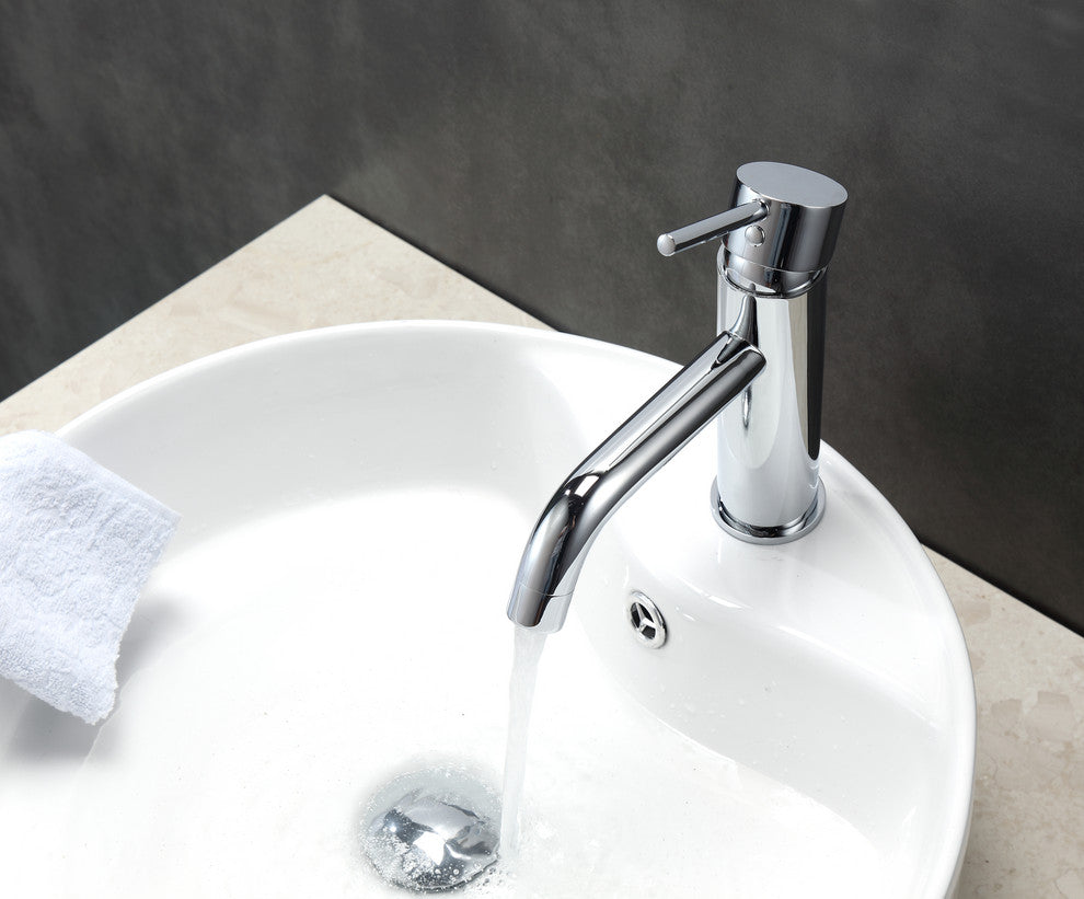 Aqua Rondo Single Hole Mount Bathroom Vanity Faucet, Chrome