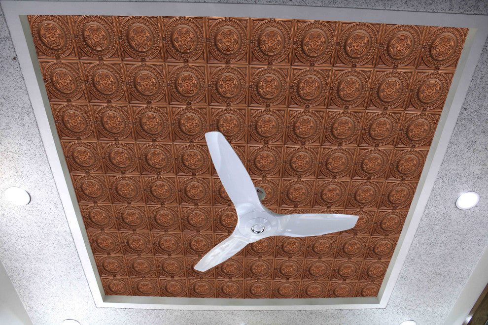 Antique Copper 3D Ceiling Panels, 2'x2', 40 Sq Ft, Pack of 10