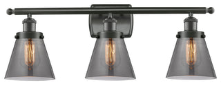 Small Cone 3-Light Bath Vanity-Light, Oil Rubbed Bronze, Plated Smoke
