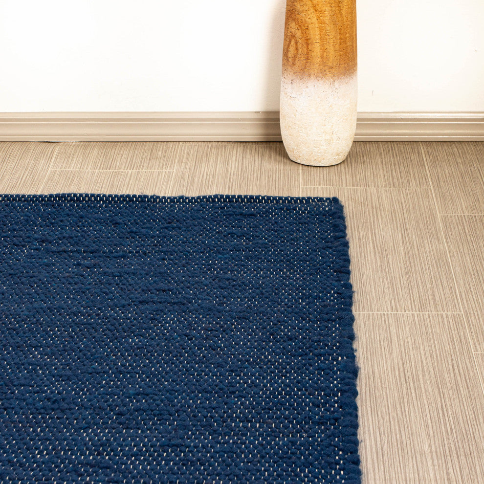 Casual Wool Rug Navy Blue 5'' X 7'' Elements