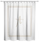 Beige and White Monogrammed Shower Curtain, A