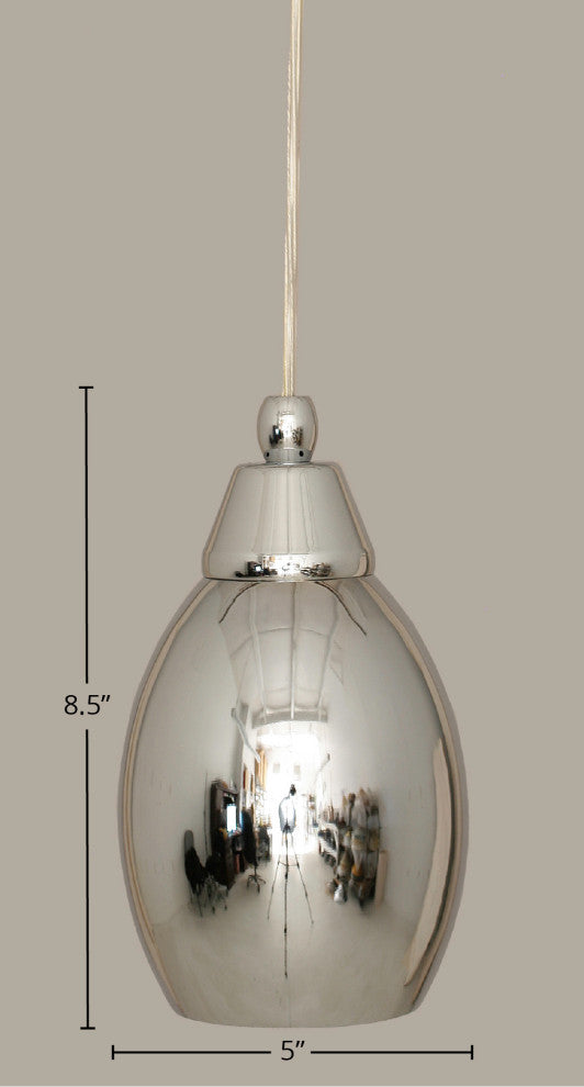 Cord Mini Pendant, Chrome/Chrome Cone Metal Shade