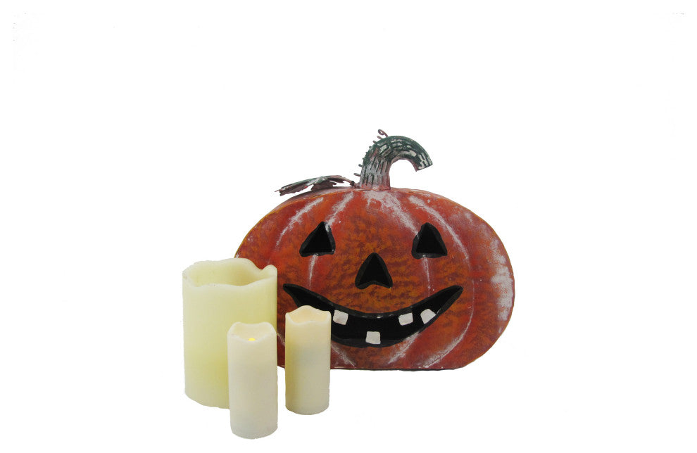 Metal Jack-O-Lantern Decorations, Set of 3