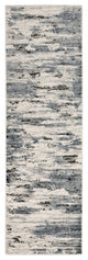 2' X 8' Blue Grey Beige And Brown Abstract Power Loom Stain Resistant Runner Rug