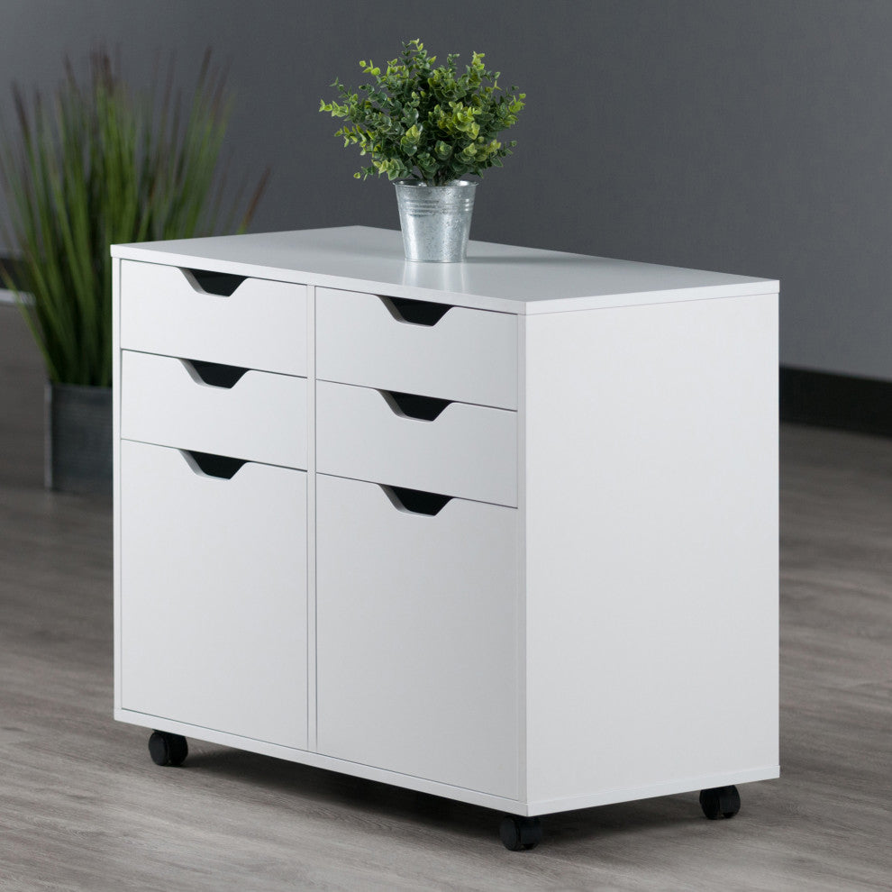 Halifax 2 Section Mobile Storage Cabinet, White