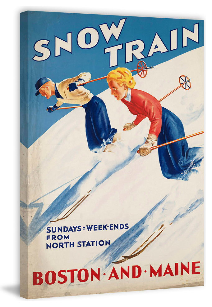 "Snow Train" Painting Print on Wrapped Canvas, 24"x36"
