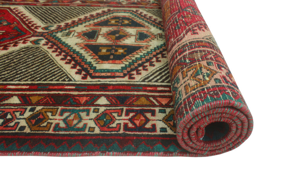 Semi-Antique Chadi Red/Beige Runner, 3'2x10'3