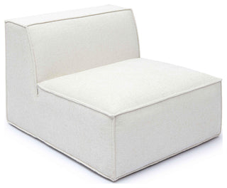 Mindy Chenille Basketweave Armless Chair, Cream