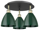 Ballston Dome-3 Light 19" Flush Mount-Black Antique Brass, Green Shade