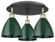 Ballston Dome-3 Light 19" Flush Mount-Black Antique Brass, Green Shade