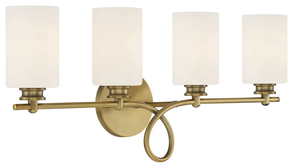 Savoy House Woodbury 8-530-4-322 Four Light Bath Bar, Warm Brass