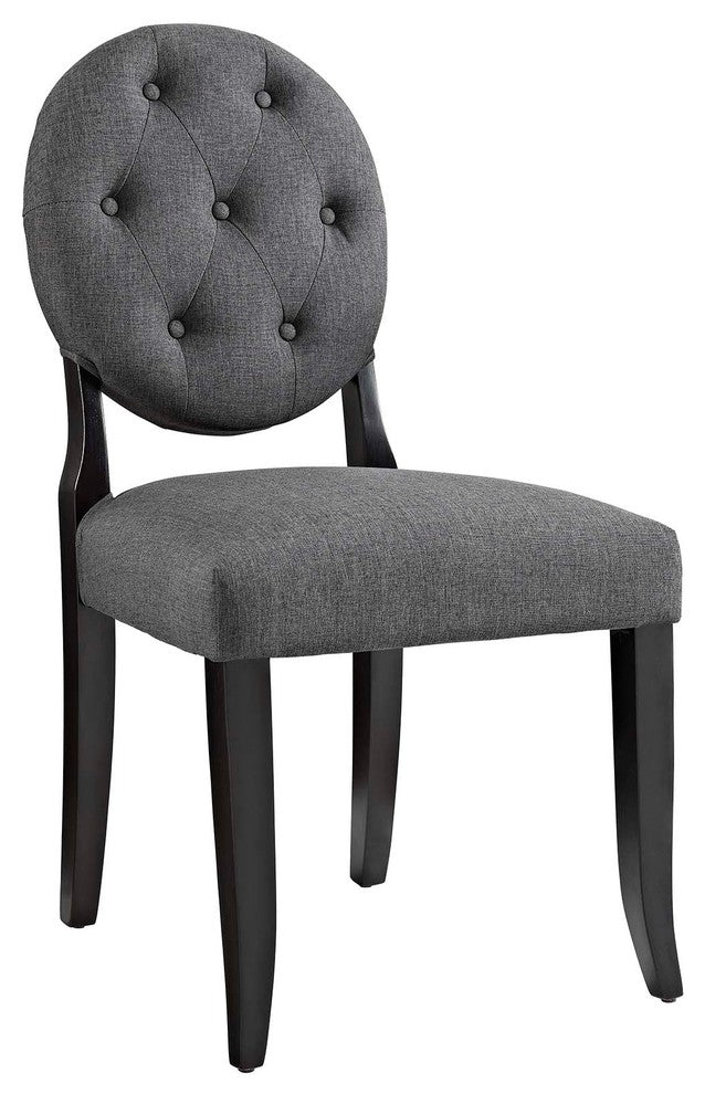 Button Dining Side Chair Upholstered Fabric Set of 4, Gray