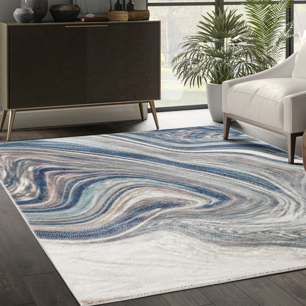 Abani Porto Collection PRT200A Contemporary Liquid Metal Area Rug