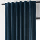 Italian Faux Linen Curtain Single Panel, Sergeants Blue, 50"x84"