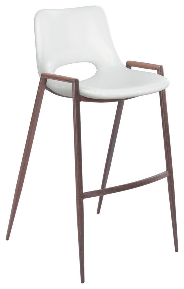 Desi Barstool, Set of 2 White/Walnut