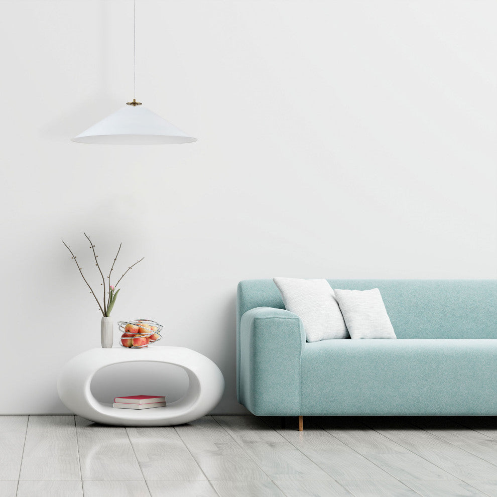 Matte White Contemporary Pendant With Aged Brass Metal
