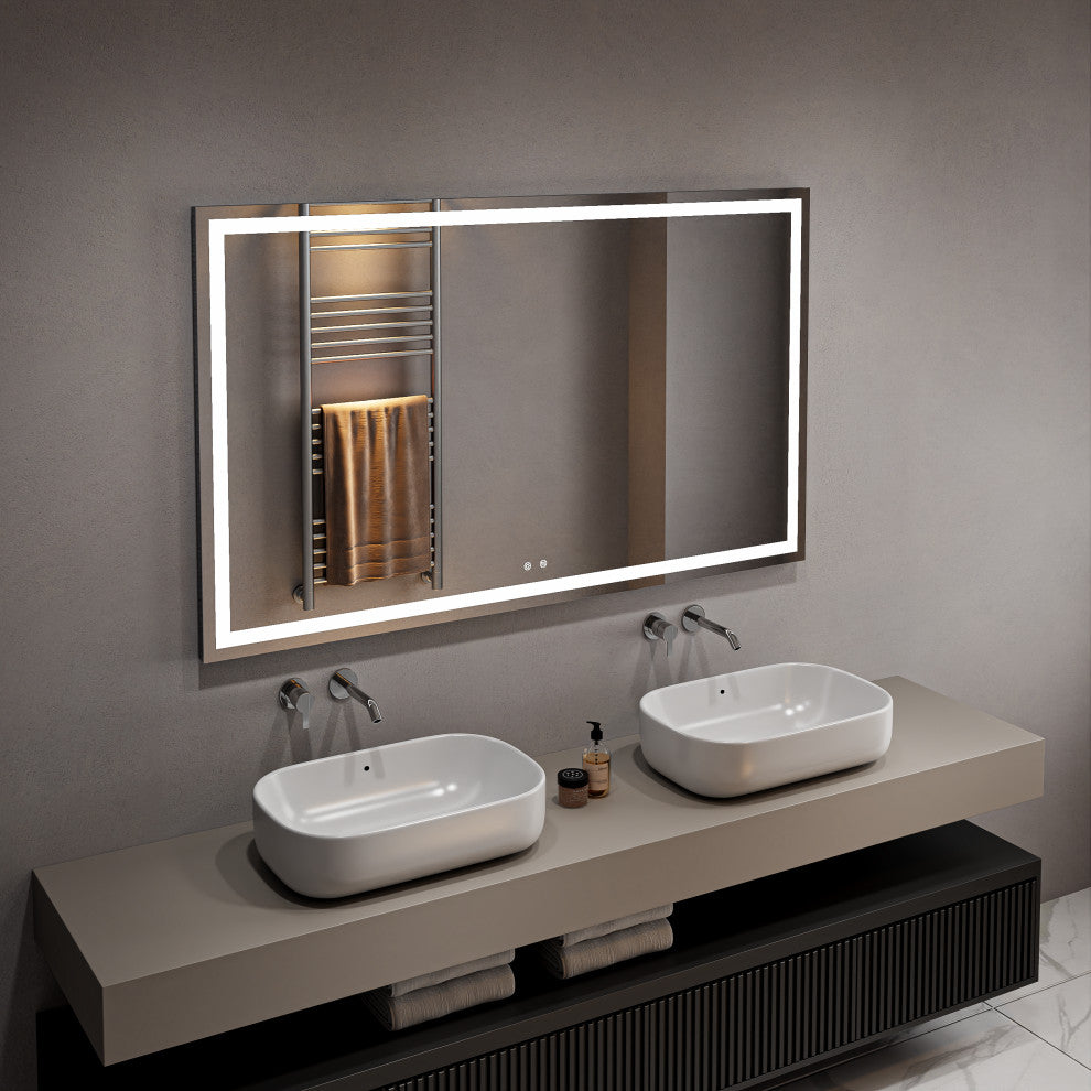 Large Frameless Rectangle Led Bathroom Mirror