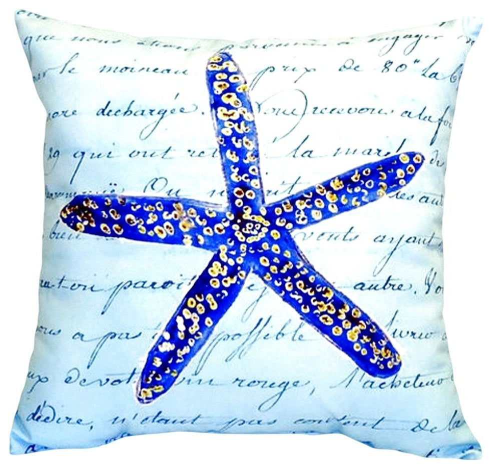 Blue Starfish No Cord Pillow - Set of Two 18x18