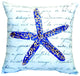 Blue Starfish No Cord Pillow - Set of Two 18x18
