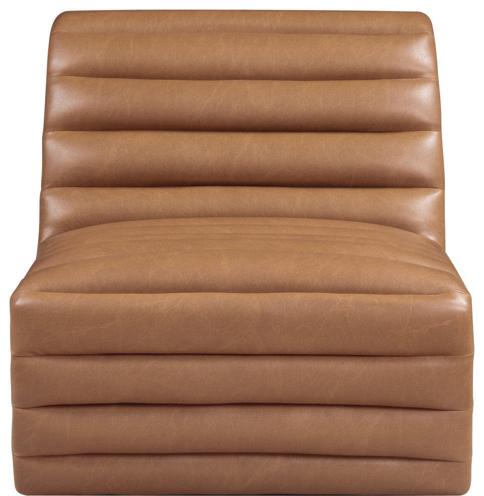 Vega Upholstered Accent Chair, Cognac, Vegan Leather