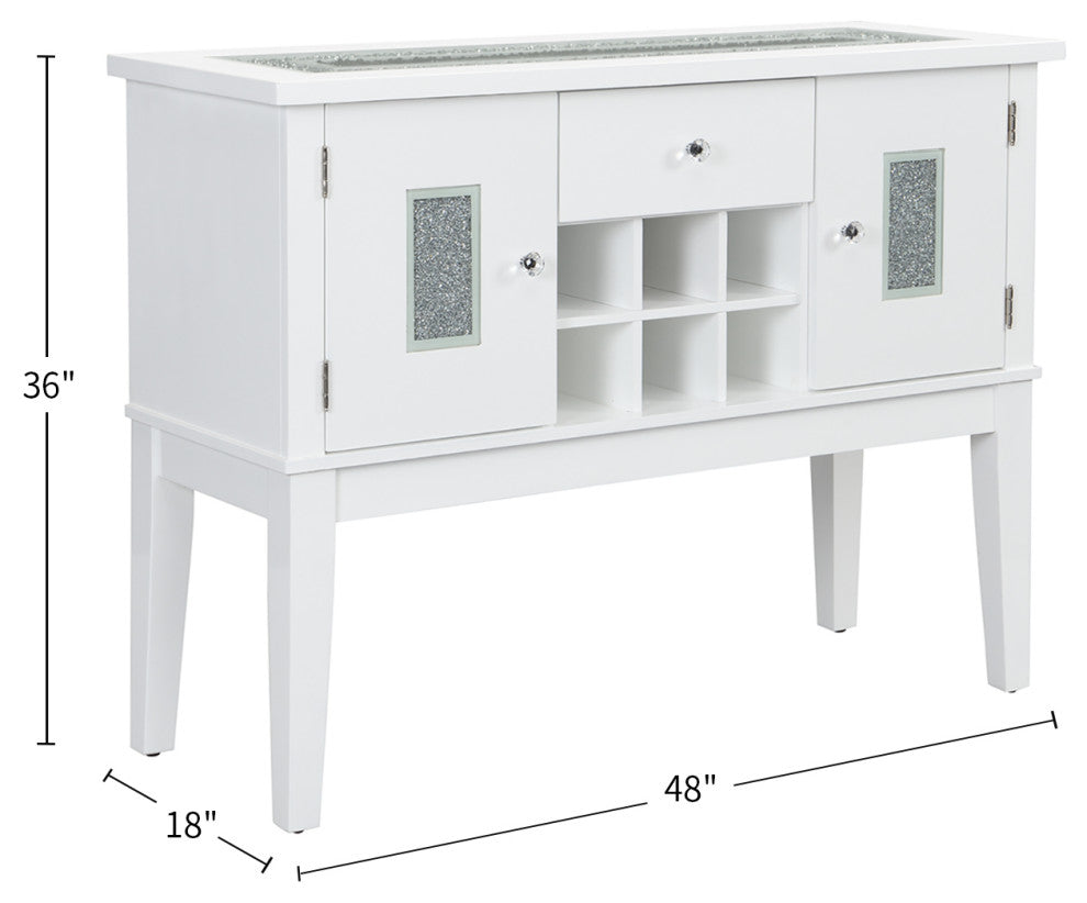 Wood Server With 2 Doors and a Drawer, White