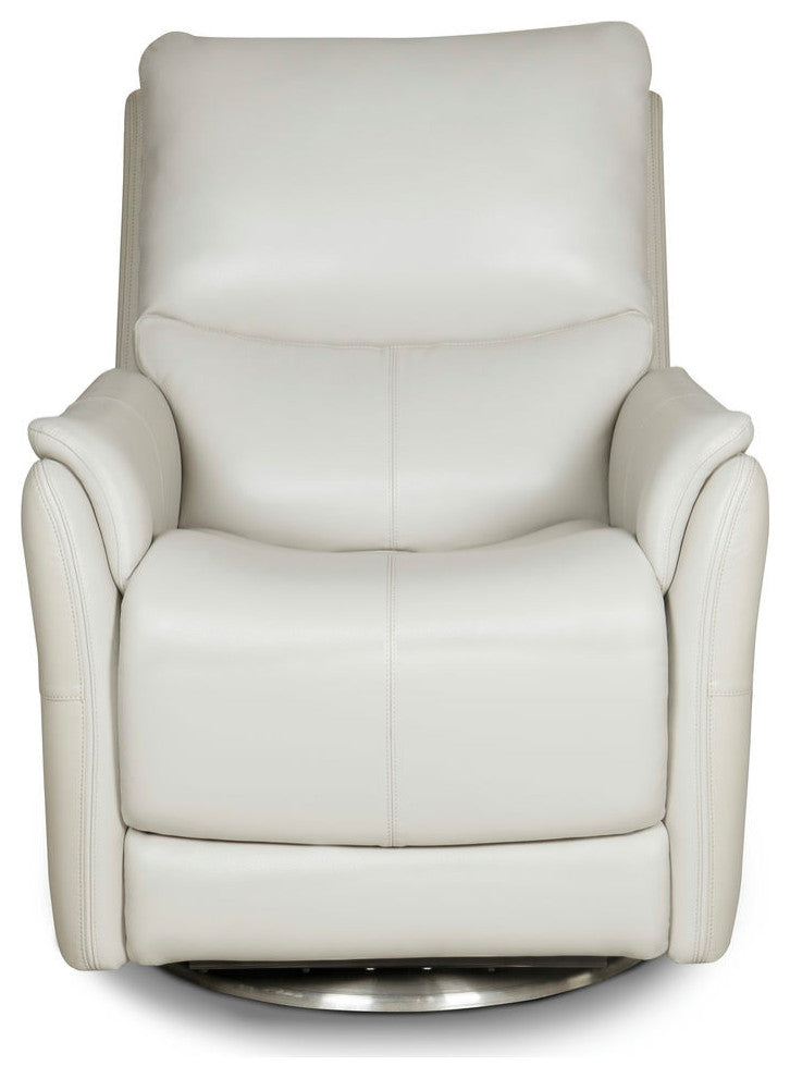 Salem Rainer Ivory Swivel Recliner With Power Recline, Head Rest & Lumbar