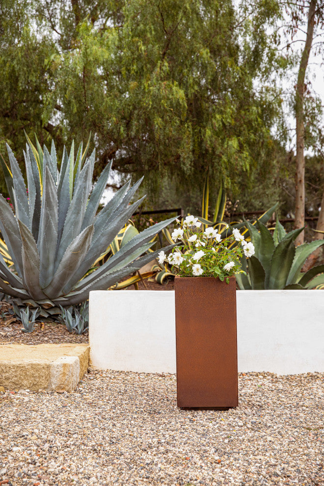 Metallic Series Corten Steel Pedestal Planter, Short
