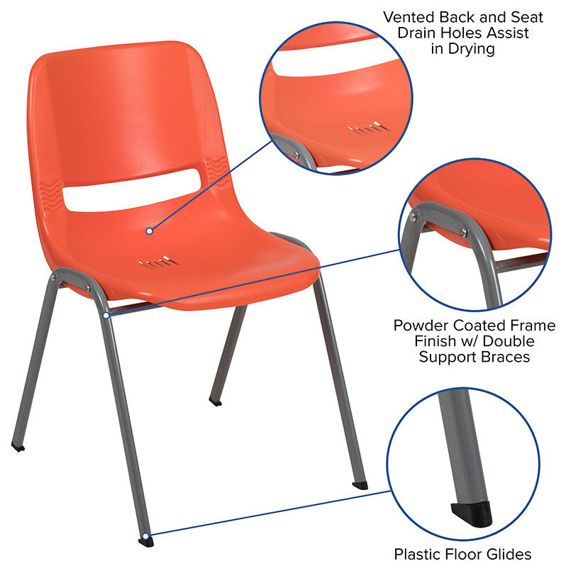 Hercules Series Ergonomic Shell Stack Chair, Orange