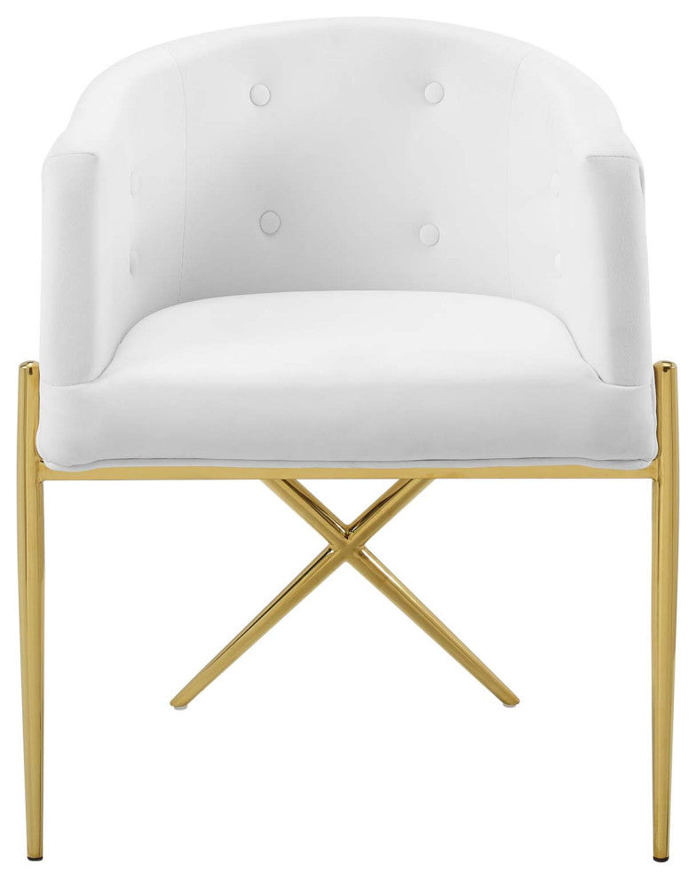 Savour Tufted Performance Velvet Accent Dining Armchair - White