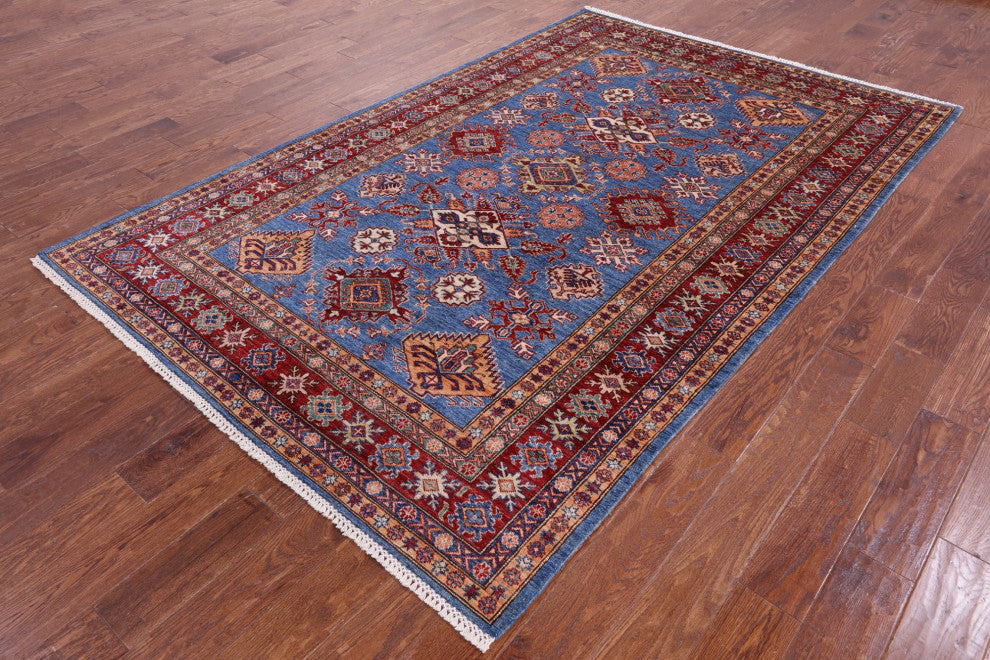 5' 10" X 9' 0" Super Kazak Hand-Knotted Wool Rug - Q12938