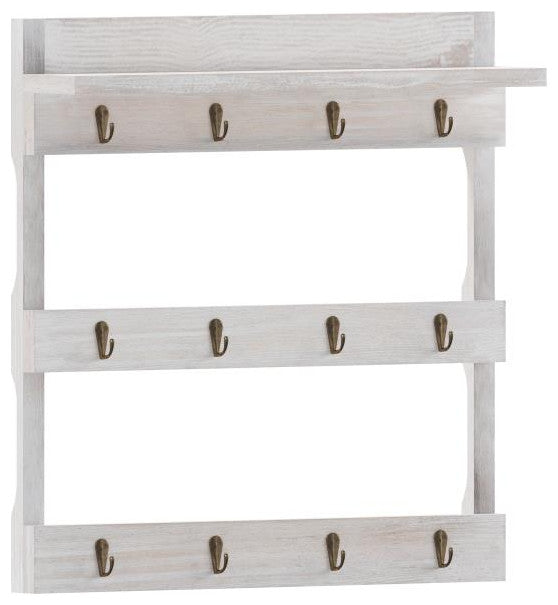 Campbell Wooden Wall Mount Mug Rack, White Wash