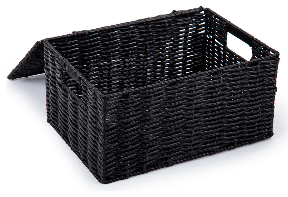 3-Piece Classic Home Storage Boxes, Set of 3, 10.25x8.5x5.5 inches, Black