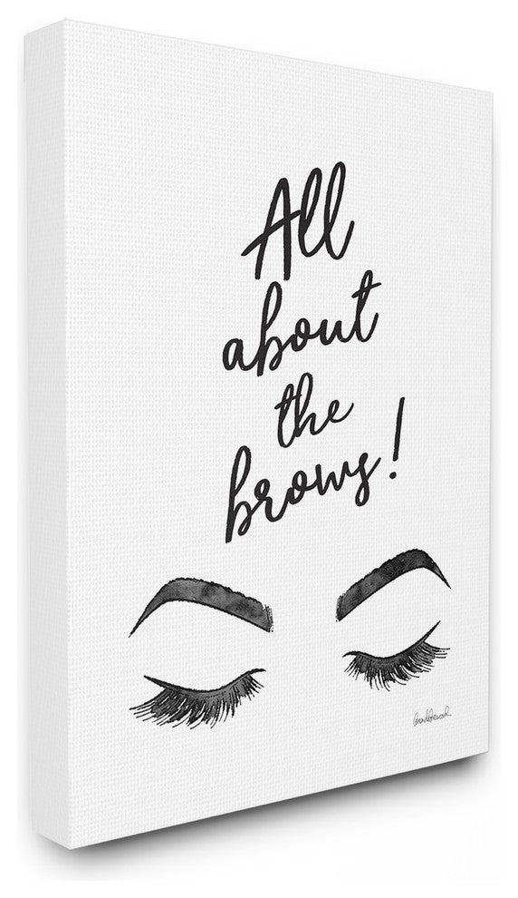 All About The Brows Ink Illustration Stretched Canvas Wall Art, 16"x20"